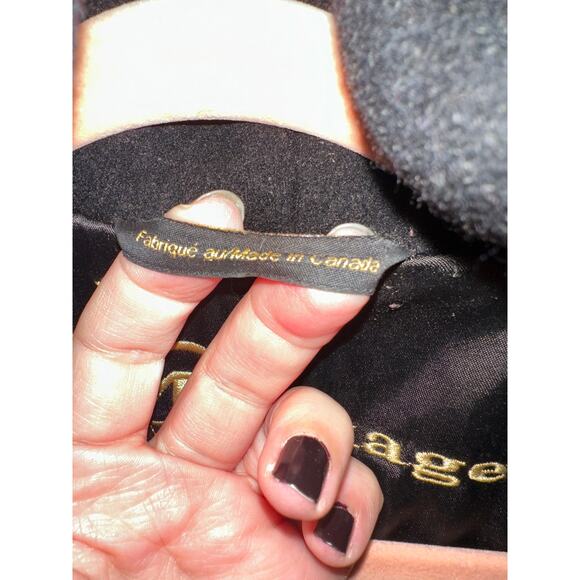 Mackage Black Wool Blend Funnel Neck Peacoat Minimalist Quiet Luxury Medium - Picture 13 of 15